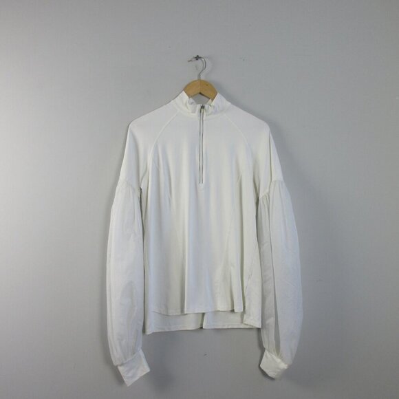 Jonathan Simkhai Carbon38 Women's Fuller Top L White Balloon Sleeve Fitness 230 - Picture 1 of 14